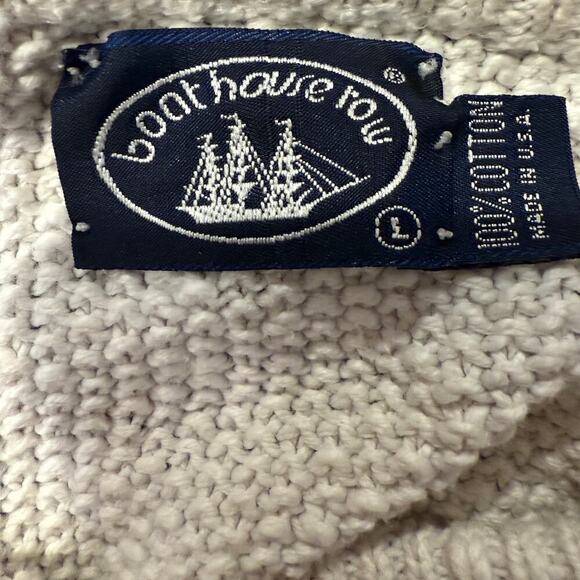 Boathouse Row Oversized Cotton Textured Fisherman Knit Sweater Cream Women L - Picture 5 of 7